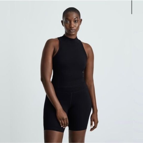 Everlane Womens The Perform Mockneck Tank Top Cropped Black XXS - Picture 1 of 6